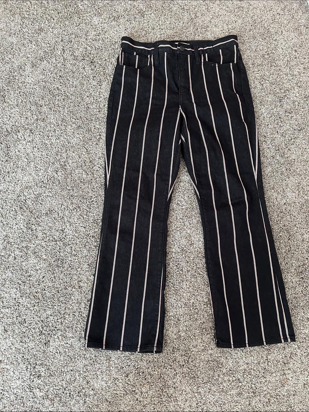 Madewell Navy blue red white Vertical-Stripe Demi Boot Women's Jeans Sz 28